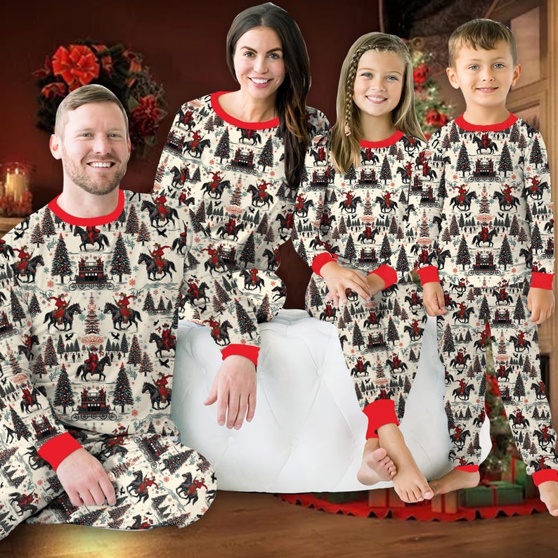 Cowboy Santa Christmas Pajamas Set Western Christmas Matching Long Sleeve Two Piece Christmas Loungewear Western Howdy Xmas Pajamas 1763019698380.jpg