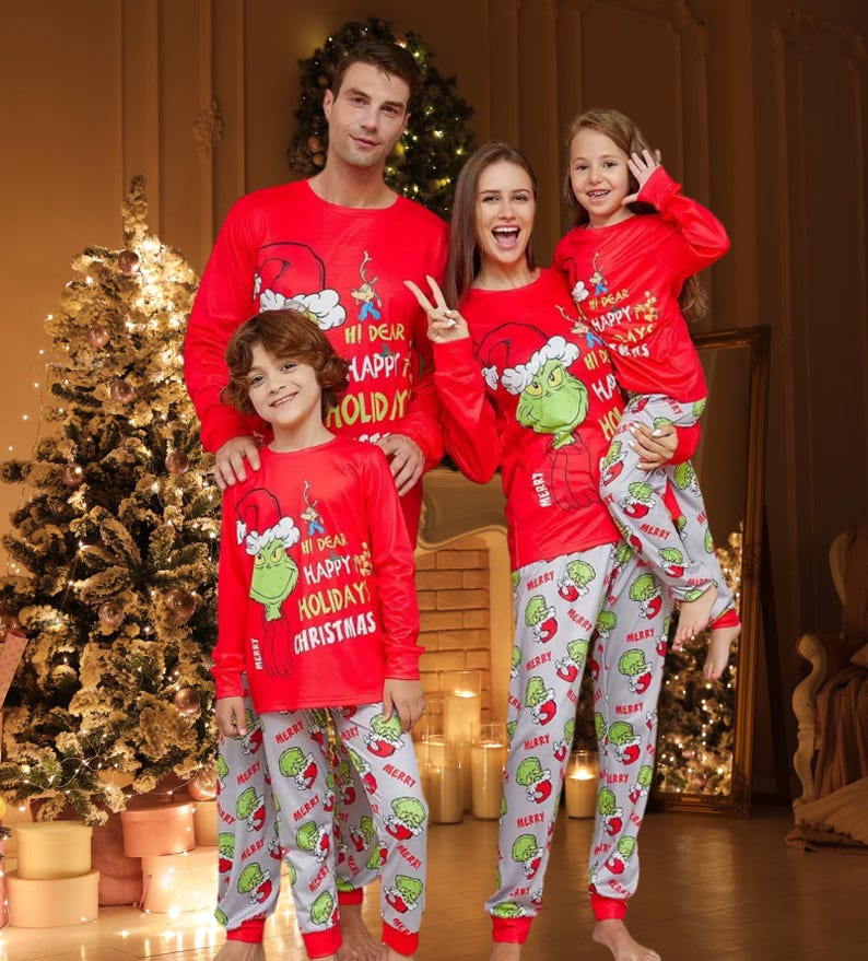 2025 Christmas Matching Family Pajamas Xmas Matching Family Grinch Pajamas Gift For Christmas Holiday Matching Pajamas Set Mother Dad Gift 1763020538554.jpg