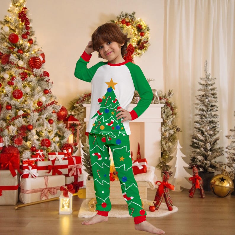 Matching Family Christmas Tree Pajamas Set Green White Holiday Pjs  Sleepwear For Men Women  Kids  Cozy Xmas Outfit For Family Photos 1763020976152.jpg