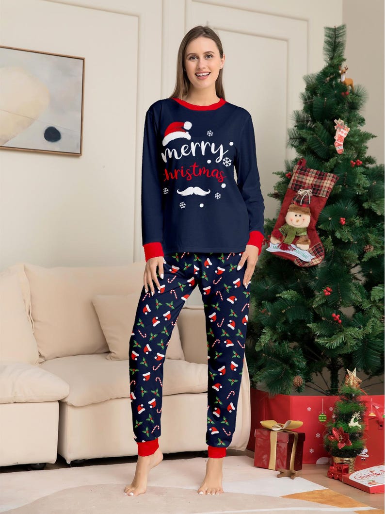 Family Christmas Pajamas Set Matching Merry Christmas Pjs With Santa Hat Candy Cane Print Holiday Sleepwear For Kids Adults Baby And Dog 1763021316133.jpg
