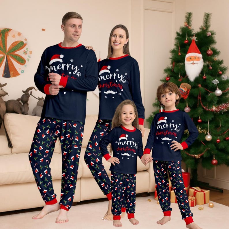 Family Christmas Pajamas Set Matching Merry Christmas Pjs With Santa Hat Candy Cane Print Holiday Sleepwear For Kids Adults Baby And Dog 1763021316181.jpg