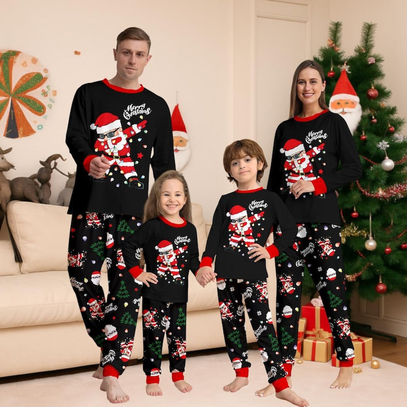 Family Christmas Pajamas Set Matching Black Merry Christmas Santa Pjs Holiday Sleepwear For Kids Adults Baby  Dog Festive Photoshoot 1763021457499.jpg