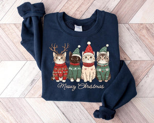 Meowy Christmas Shirt Cat Christmas Sweatshirt Cat Lover Xmas T Shirt Christmas Cat Mom Sweater Catmas Gift For New Year Xmas Crewneck 1763025396106.jpg