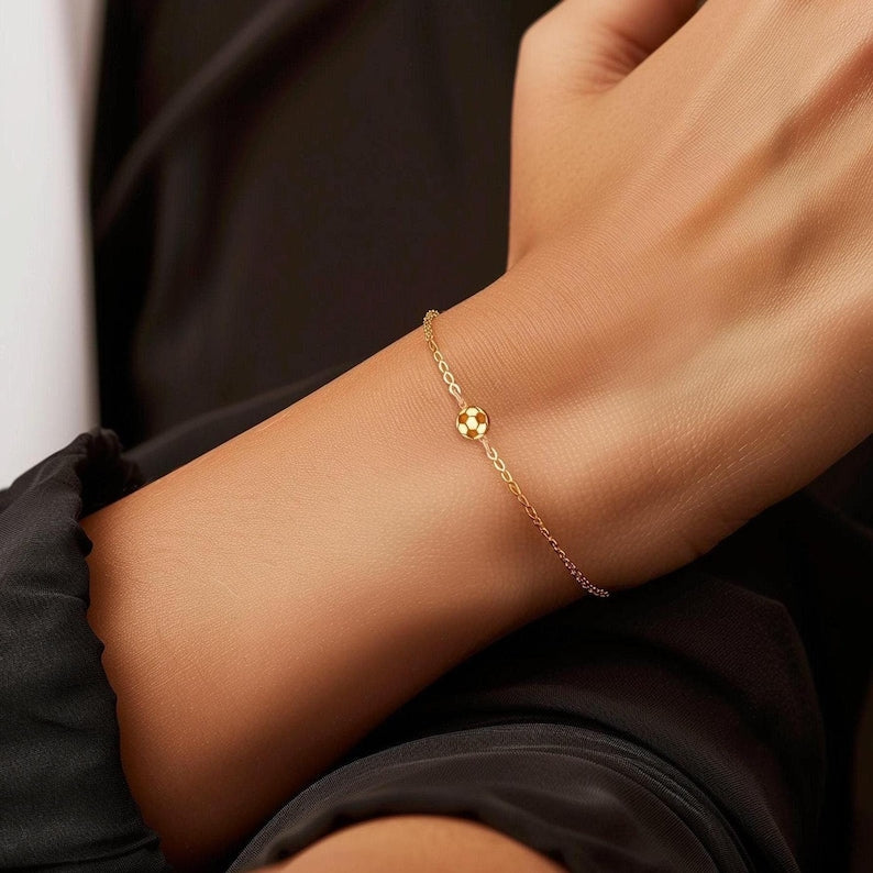 24k Gold Fill Soccer Bracelet Adjustable Sports Jewelry 1763087903404.jpg