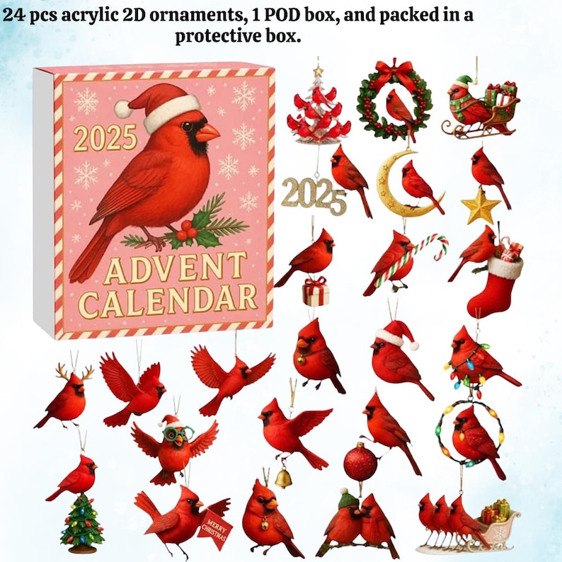 Cardinal Bird Advent Calendar 2025 Christmas Countdown Calendar With 24 Acrylic Red Bird Ornaments Holiday Decoration Gift For Bird Lovers 1763105875224.jpg