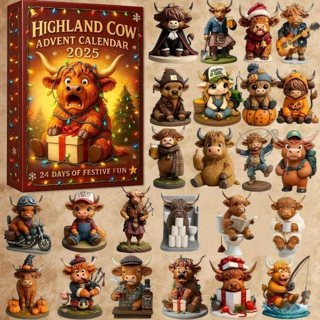 Highland Cow Advent Calendar Cute Farm Animal Christmas Decor Mini Cow Collectible Toys Farmhouse Christmas Decor Unique Cow Lover Gift 1763107801015.jpg