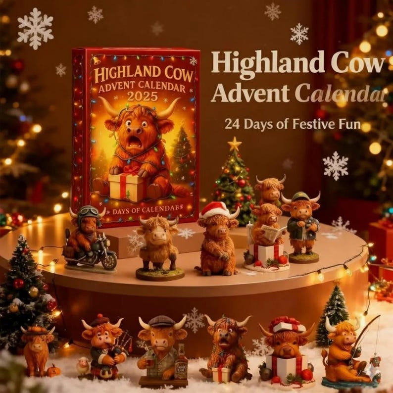 Highland Cow Advent Calendar Cute Farm Animal Christmas Decor Mini Cow Collectible Toys Farmhouse Christmas Decor Unique Cow Lover Gift 1763107801061.jpg