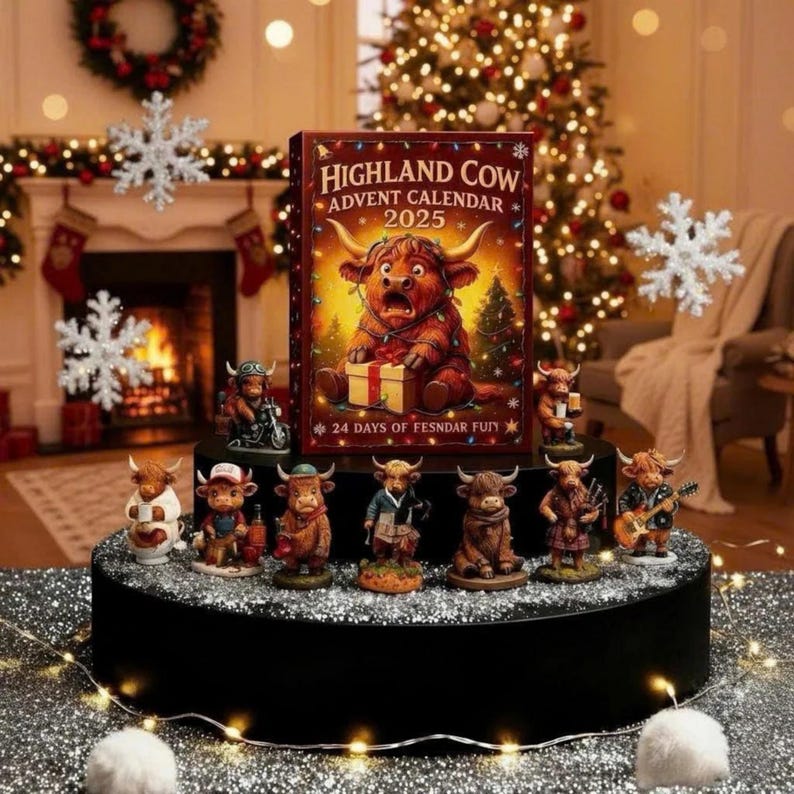 Highland Cow Advent Calendar Cute Farm Animal Christmas Decor Mini Cow Collectible Toys Farmhouse Christmas Decor Unique Cow Lover Gift 1763107801077.jpg