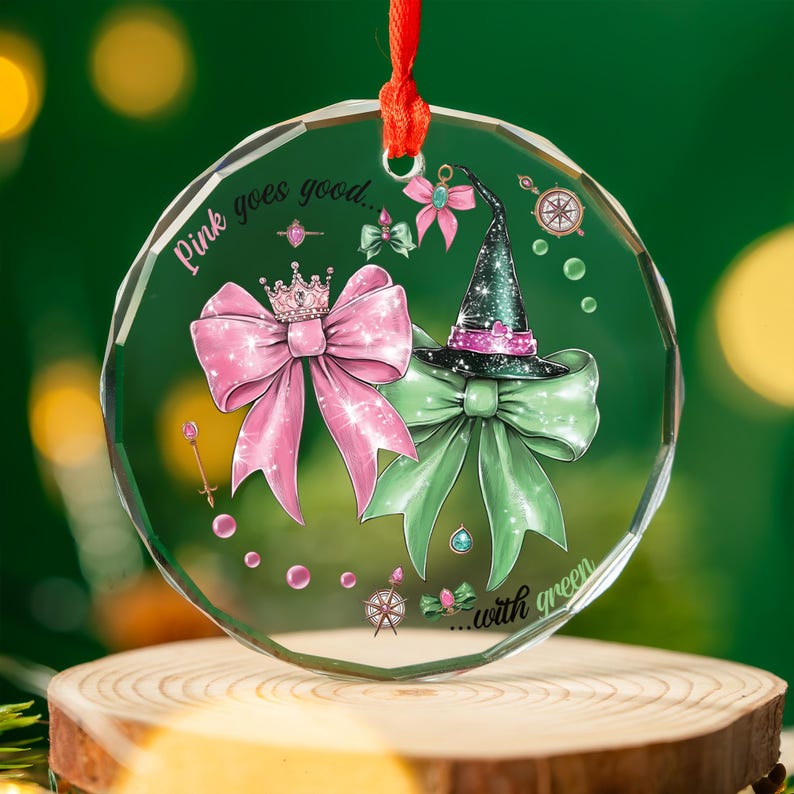 Wicked Movie Pink Goes Good With Green Ornament Broadway Musicals Ornament Broadway Gifts For Fan Wicked Christmas Ornament 1763110504209.jpg