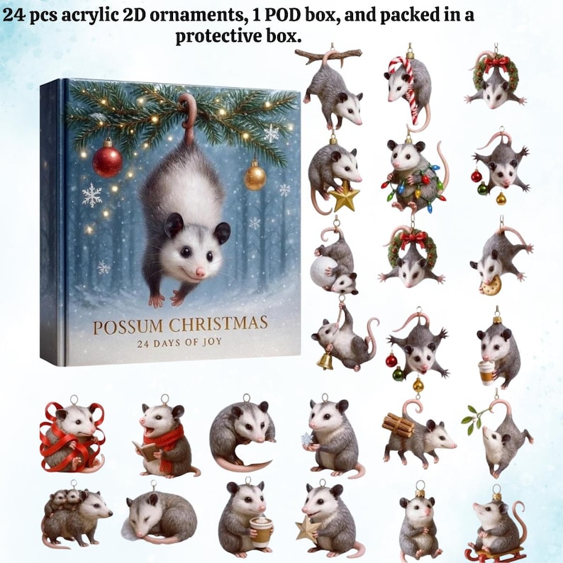 Possum Advent Calendar 2025 24 Day Holiday Countdown Box With Cute Hanging Ornaments Festive Tree Decorations For Animal Lovers 1763113506888.jpg