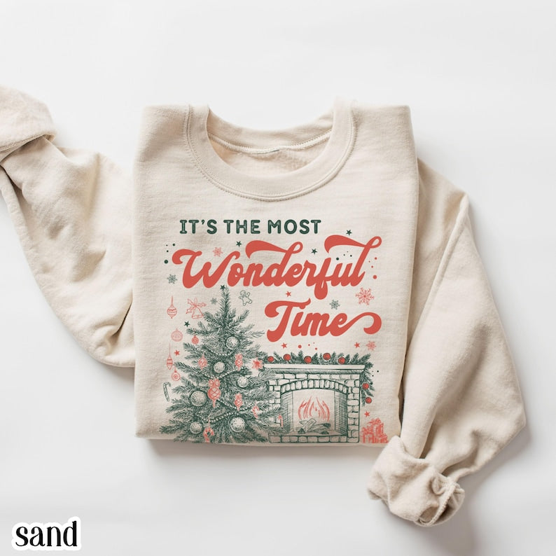 Christmas Cozy Sweatshirt Wonderful Time Of Year Christmas Tree Cozy Reader Holiday Sweater Festive Xmas Tee Festive Pullover Gift Women 1763173121709.jpg