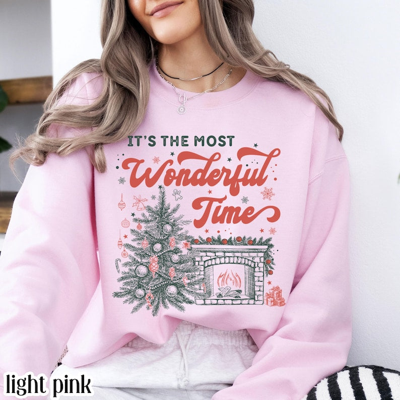 Christmas Cozy Sweatshirt Wonderful Time Of Year Christmas Tree Cozy Reader Holiday Sweater Festive Xmas Tee Festive Pullover Gift Women 1763173121747.jpg