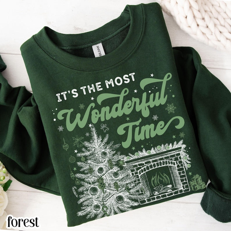 Christmas Cozy Sweatshirt Wonderful Time Of Year Christmas Tree Cozy Reader Holiday Sweater Festive Xmas Tee Festive Pullover Gift Women 1763173122548.jpg