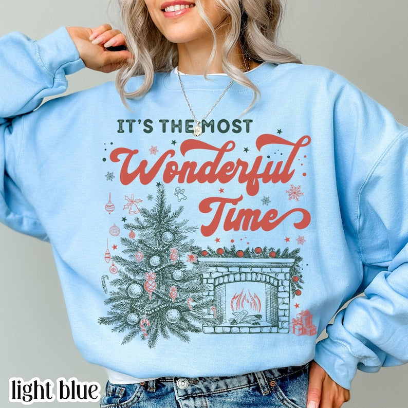 Christmas Cozy Sweatshirt Wonderful Time Of Year Christmas Tree Cozy Reader Holiday Sweater Festive Xmas Tee Festive Pullover Gift Women 1763173122551.jpg