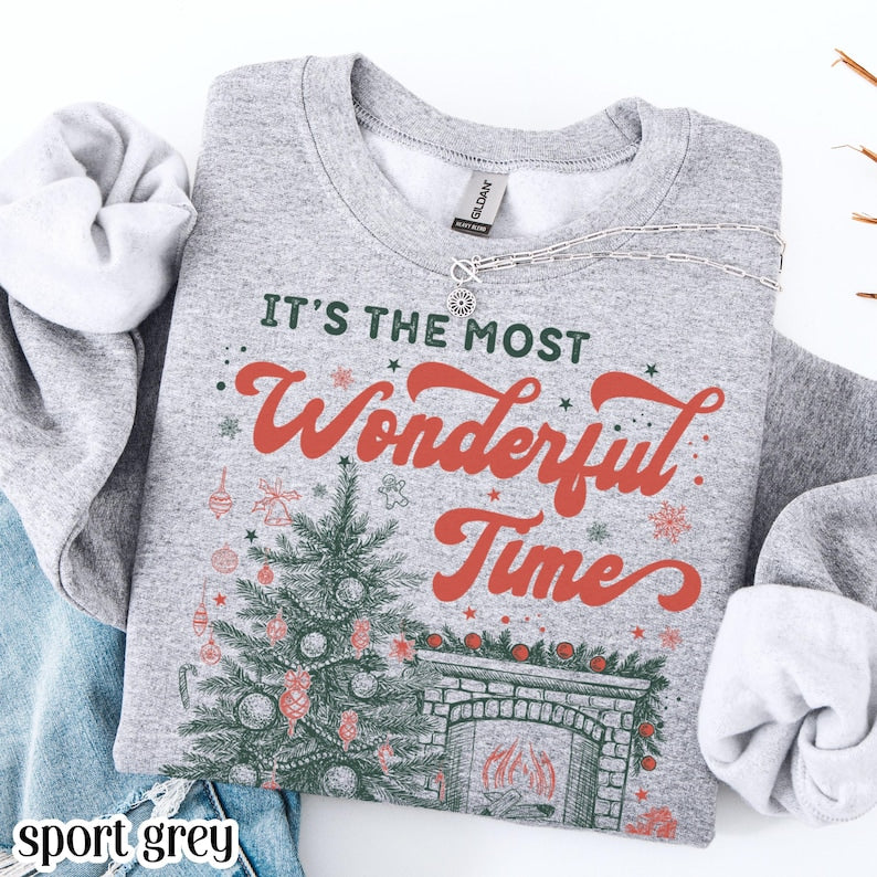 Christmas Cozy Sweatshirt Wonderful Time Of Year Christmas Tree Cozy Reader Holiday Sweater Festive Xmas Tee Festive Pullover Gift Women 1763173122601.jpg