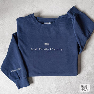 God Family Country Embroidered Sweatshirt With Charlie Kirk Sleeve  Vintage Crewneck American Sweatshirt Christian Sweatshirt 1763174009630.jpg