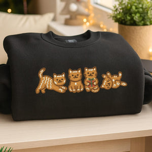 Gingerbread Cat Embroidered Sweatshirt Christmas Holiday Crewneck 1763174189085.jpg