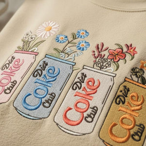 Embroidered Diet Coke Club Sweatshirt With Colorful Floral Soda Can Design Diet Coke Crewneck 1763178649608.jpg