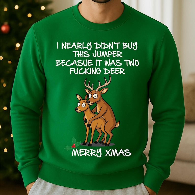 Two Fucking Deer Christmas Jumper Rude Xmas Sweatshirt Funny Adult Christmas Hoodie Gag Gift Shirt For Secret Santa 1763344981355.jpg