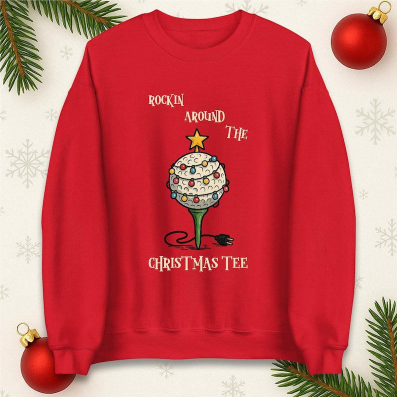 Rockin Around The Christmas Tee Funny Golf Christmas Jumper Xmas Funny Sweatshirt Adults Festive Hoodie Christmas T Shirt 1763345741436.jpg