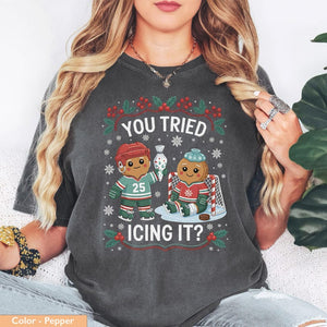 Ice Hockey Christmas T Shirt Or Sweatshirt Gingerbread Men Design 1763347993961.jpg