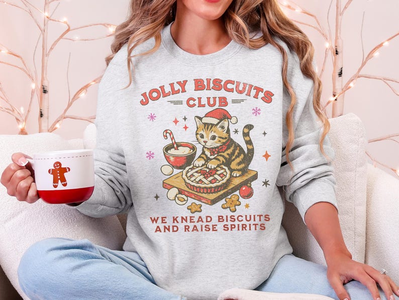 Christmas Cat Baking Sweatshirt Cozy Holiday Cat Mom Gift Vintage Funny Cat Christmas Sweater Jolly Biscuits Club Cookie Kitchen Crewneck 1763348629587.jpg