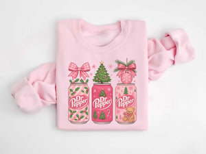 Christmas Dr Pepper Sweatshirt Pink Bow Festive Holiday Hoodie Trendy Xmas Soda Sweater Coquette Bow Coke Tshirt Dr Pepper Lover Gift 1763350310311.jpg