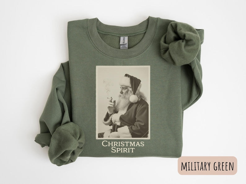 Vintage Santa Sweatshirt Christmas Spirit Crewneck Retro Holiday Pullover Funny Santa Smoking Shirt 90s Aesthetic Gift Funny Santa Tee 1763350877222.jpg