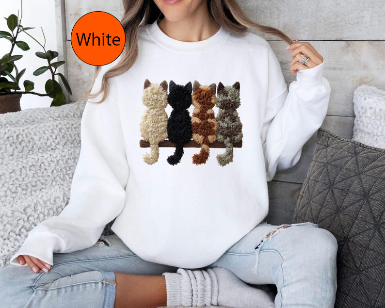 Faux Yarn Cats Sweatshirt Cat Mom Sweater Cat Lover Gift Cat Owner Hoodie Black Cat Hoodie Animal Lover Gift Not Embroidery 1763364742476.jpg