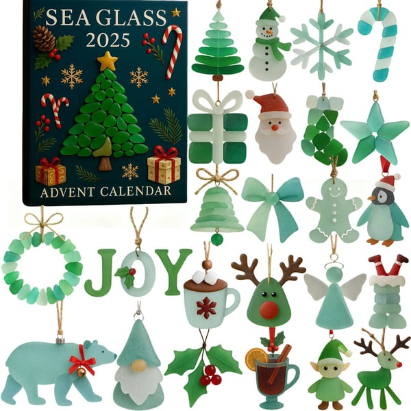 Sea Glass Christmas Advent Calendar 2025 Christmas Tree Decorations Calendar With Acrylic Christmas Ornaments Countdown Calendar 1763366259979.jpg