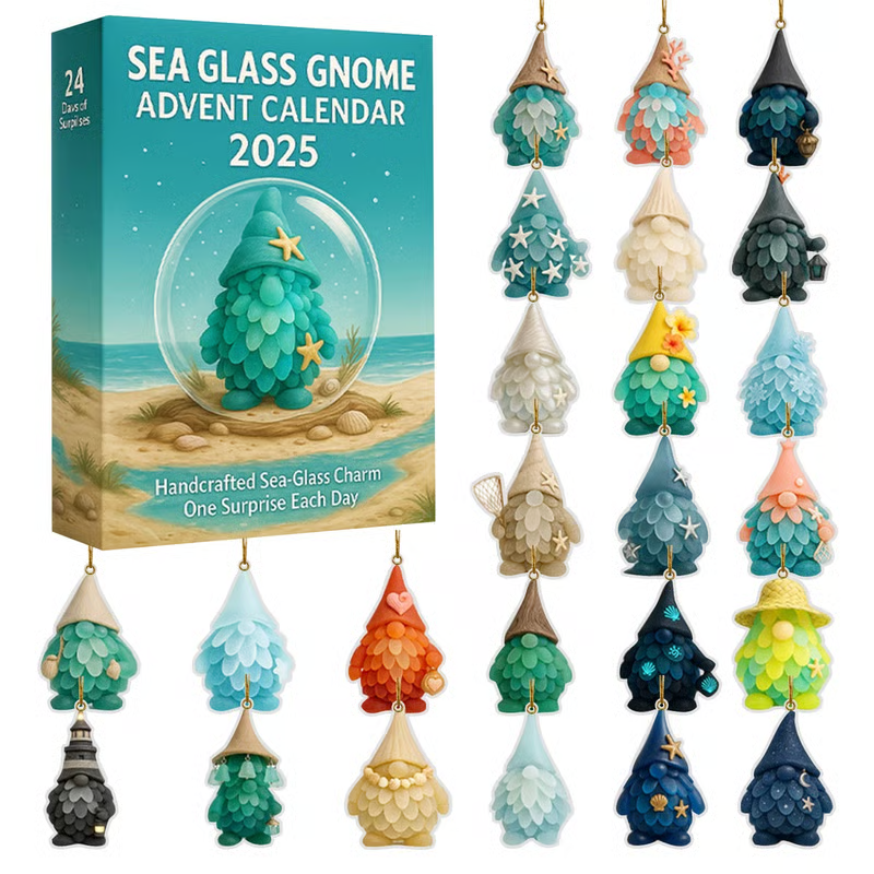 Sea Glass Gnome Advent Calendar 2025 24 Day Gnome Xmas Figurines  Vintage Christmas Ornament Countdown With Acrylic Ornaments 1763368399867.png