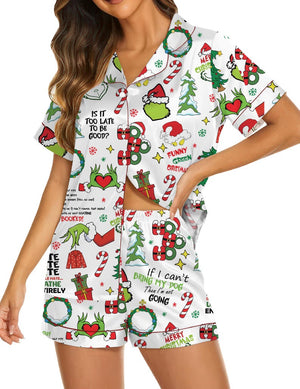 Christmas Pajama Set Funny Santa  Tree Print Sleepwear Festive Holiday Loungewear 1763374327417.jpg