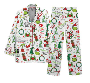 Christmas Pajama Set Funny Santa  Tree Print Sleepwear Festive Holiday Loungewear 1763374327477.jpg