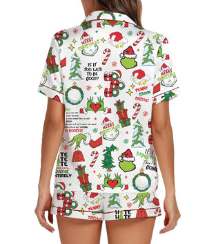 Christmas Pajama Set Funny Santa  Tree Print Sleepwear Festive Holiday Loungewear 1763374327509.jpg