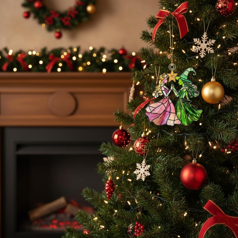 Elphaba And Glinda Stained Glass Effect Christmas Ornament Wizard Of Oz Wicked Musical Fan Art Decor Xmas Tree Window Decoration 1763435525990.jpg