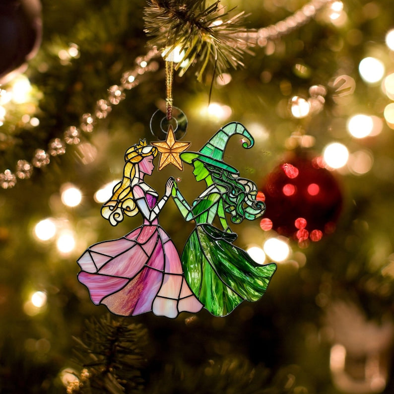 Elphaba And Glinda Stained Glass Effect Christmas Ornament Wizard Of Oz Wicked Musical Fan Art Decor Xmas Tree Window Decoration 1763435526171.jpg