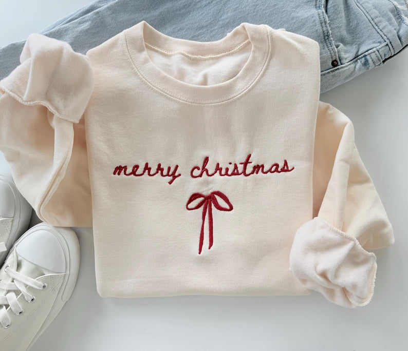 Embroidered Christmas Sweatshirt Merry Christmas Bow Design 1763453171179.jpg