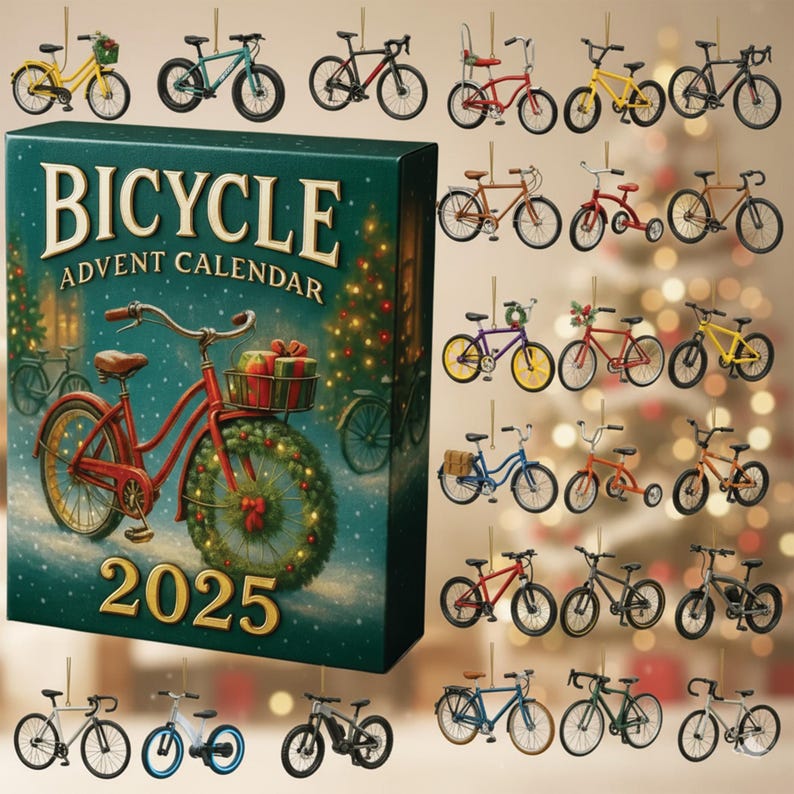 Bicycle Advent Calendar 2025 Christmas 24 Assorted Mini Bicycle Ornaments 1763455559258.jpg