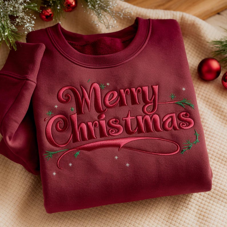 Embroidered Merry Christmas Sweatshirt   Holiday Family Shirt 1763455650038.jpg
