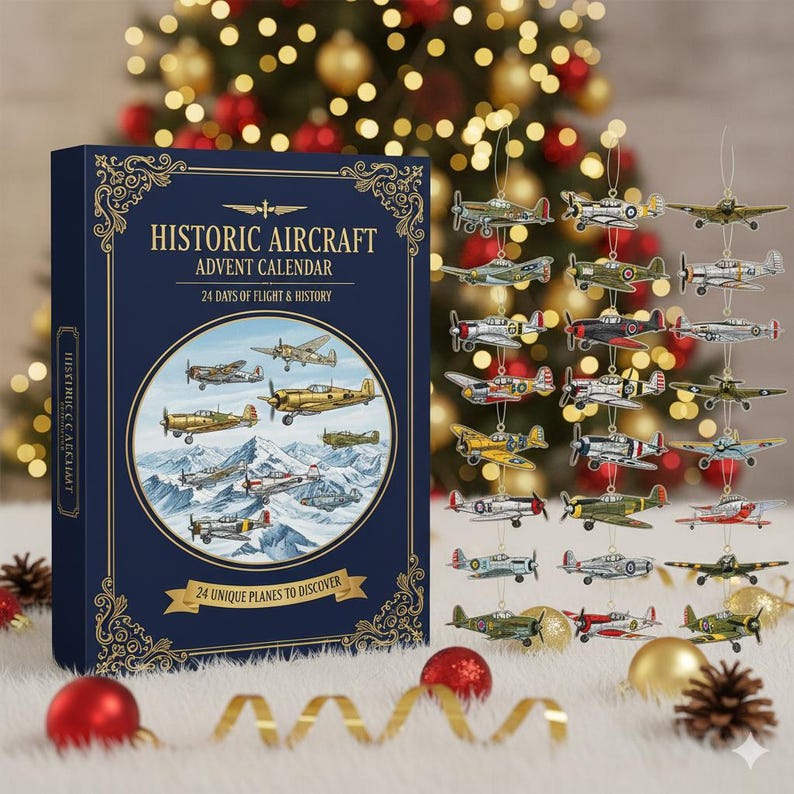 Historic Aircraft Advent Calendar 24 Mini Plane Ornaments Aviation Gift For Pilot 2025 Adult Advent Calendar History Buff Gift 1763519003494.jpg