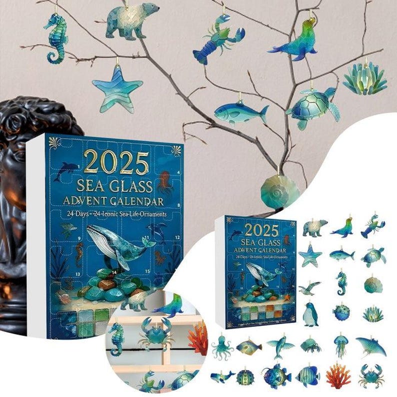 Sea Glass Advent Calendar 2025 Beach Lovers Ocean Lovers Gift Christmas Countdown With Ocean Ornaments Holiday Decor  Unique Xmas Gift 1763521278078.jpg