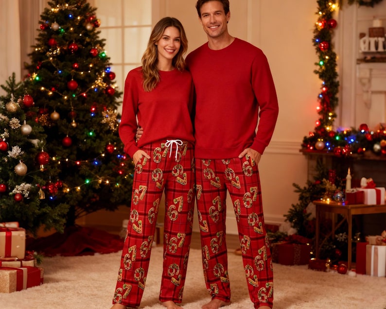 Six Seven Meme Christmas Contrast Pajamas Pants For Family Funny Christmas Pjs Viral Number Print Sleepwearflannel Matching Xmas Pants 1763521435162.jpg