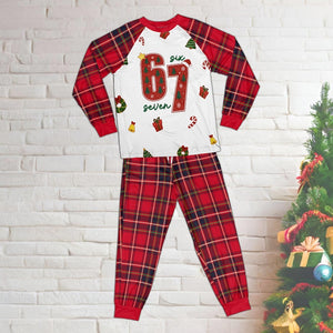 Christmas Family Raglan Pajama Set 67 Meme Trend  Red Plaid Matching Holiday Pjs  Funny Family Christmas Sleepwear 1763521548322.jpg