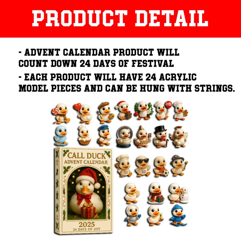 Call Duck Advent Calendar 2025 24 Day Acrylic Ornament Box Cute Duck Christmas Countdown Gift Holiday Decor For Animal Lovers 1763525655812.jpg