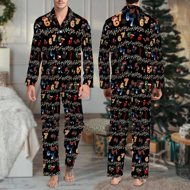 Trendy Six Seven Meme Christmas Pajama Set Santa Says Six Seven Pajamas Set Six Seven Pjs Set 67 Christmas Pjs Set Gift 1763525812548.jpg