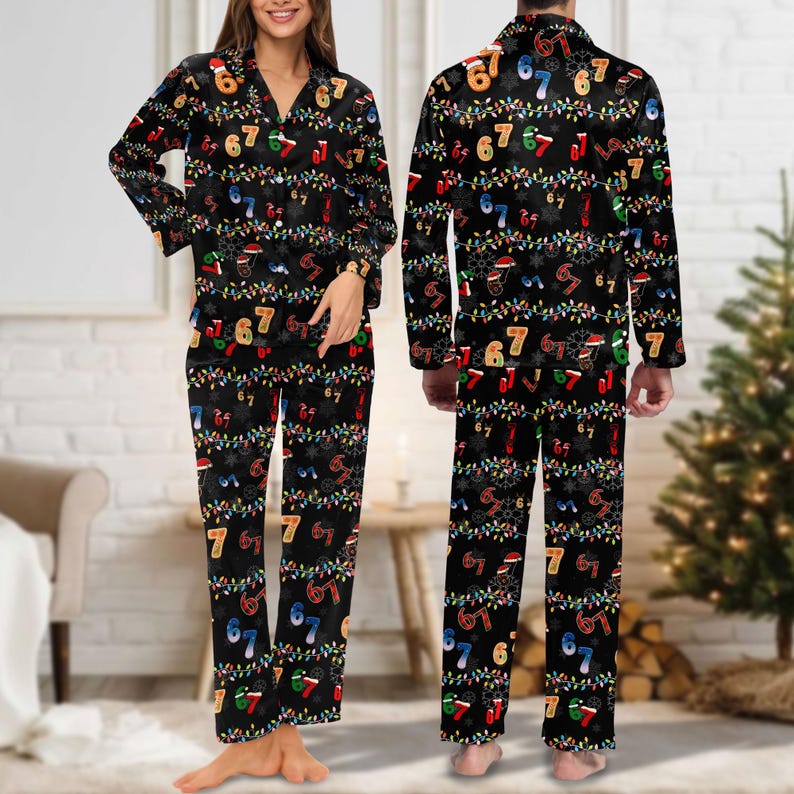 Trendy Six Seven Meme Christmas Pajama Set Santa Says Six Seven Pajamas Set Six Seven Pjs Set 67 Christmas Pjs Set Gift 1763525812550.jpg