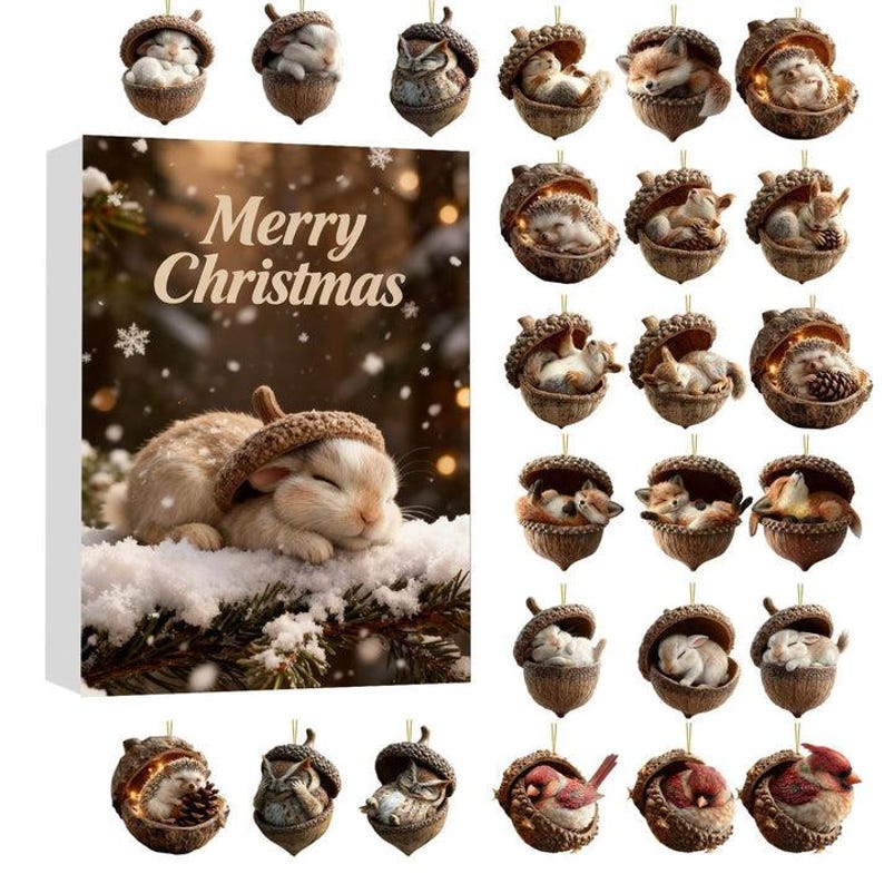 Forest Animal Acorn Advent Calendar Christmas Cone Animal Hanging Ornament Gift Gift For Nature Lovers Christmas Countdown Calendar 1763536672088.jpg