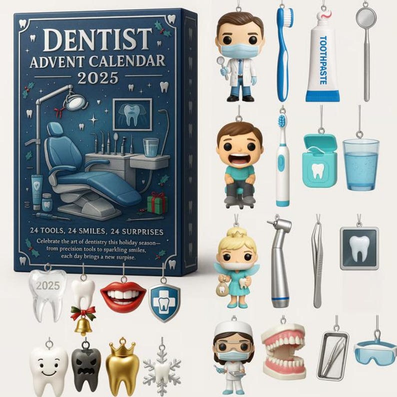 Dentist Advent Calendar 2025 Dental Ornaments Christmas Countdown Gift Dental Hygienist Gift Dental Assistant Gift Tooth Decor 1763538672329.jpg