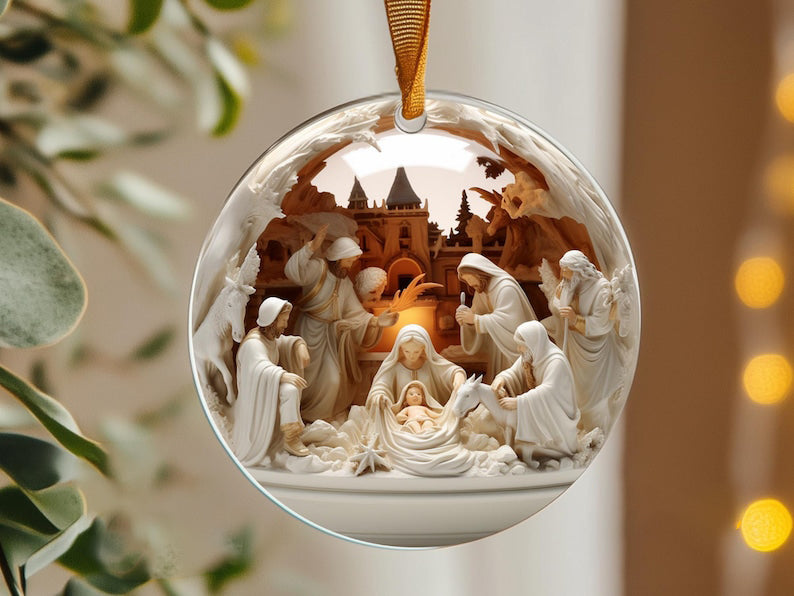 Nativity Christmas Ceramic Ornament Christian Christmas Keepsake The Greatest Gift Of All Ornament 3deffect Flat Ornament Not Glass Globe 1763539964485.jpg