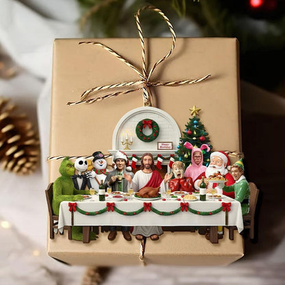 Funny Christmas Movie Dinner Acrylic Ornament Jesus Santa And Movie Characters 1763607454687.jpg